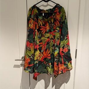 Orange and Red Asymmetrical Circle Skirt